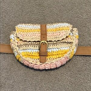 Anabaglish Crochet Belt Bag in Yellow, Pink and Tan